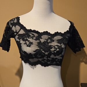 Victoria's Secret Black Embellished Crop Blouse